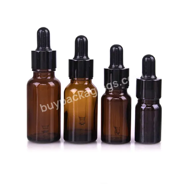 10ml 15ml 20ml 30ml Amber Glass Cosmetic Essential Oil Bottle With Black Lid For 50ml 100ml 60 Ml