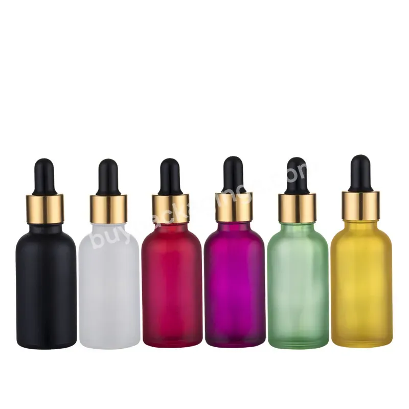 10ml 15ml 20ml 30ml Frosted Glass Cosmetic Essential Oil Bottle With Gold Lid For Matte Dropper Bottle