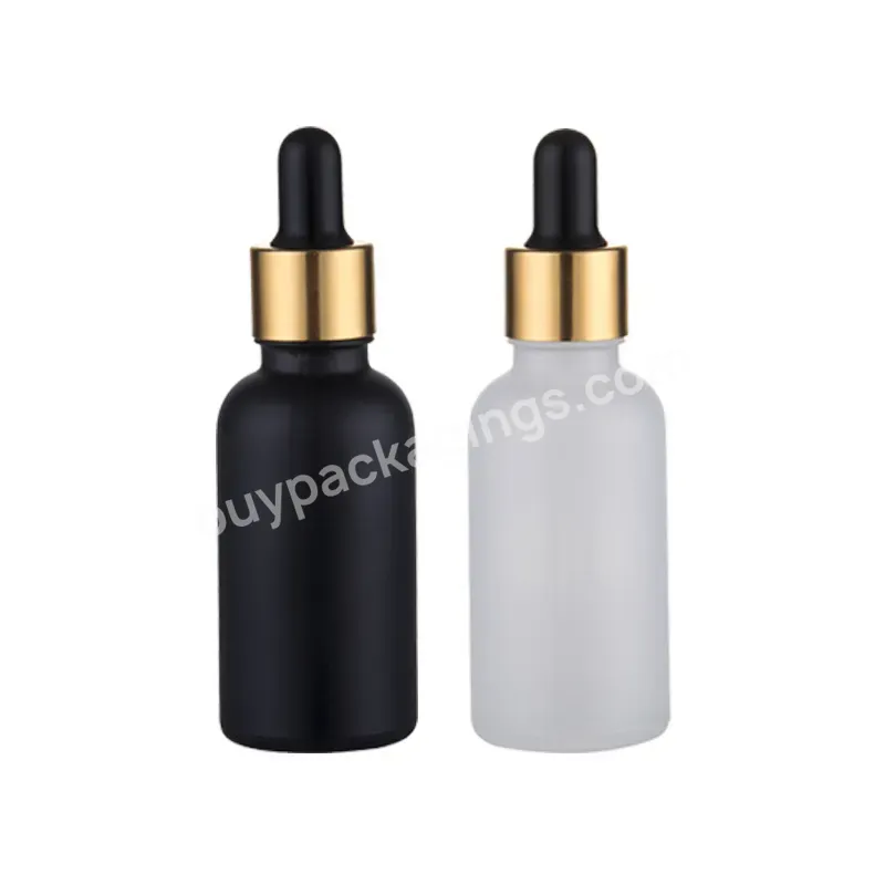 10ml 15ml 20ml 30ml Frosted Glass Cosmetic Essential Oil Bottle With Gold Lid For Matte Dropper Bottle