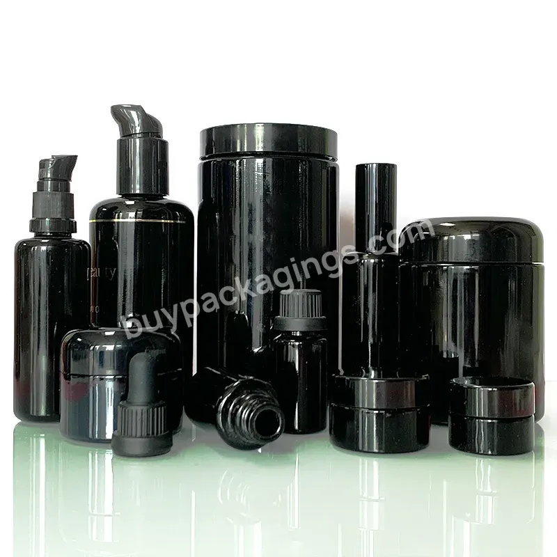 10ml 15ml 30ml 50ml 60ml 100ml 250ml 500ml Black Uv Glass Cosmetic Violet Protection Glass Jar