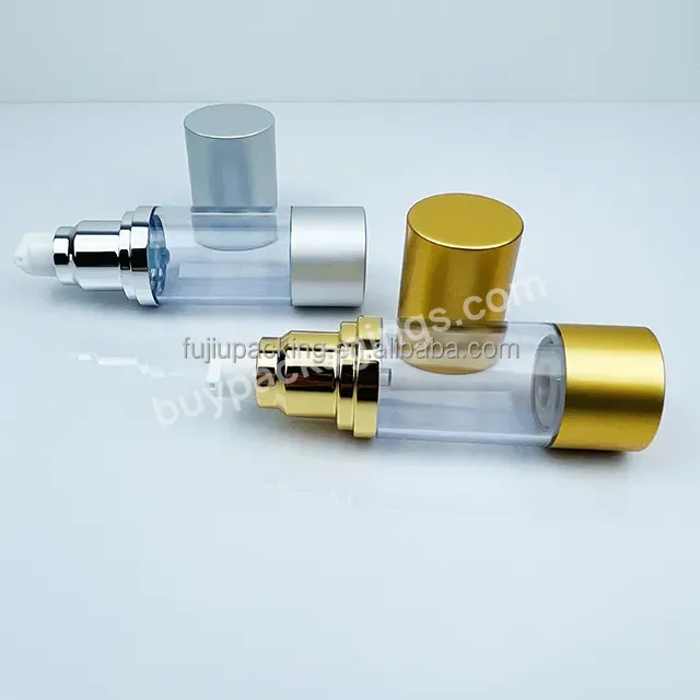 10ml 15ml 30ml 50ml Skin Care Shiny Gold Silvery Aluminum Airless Lotion Pump Bottle