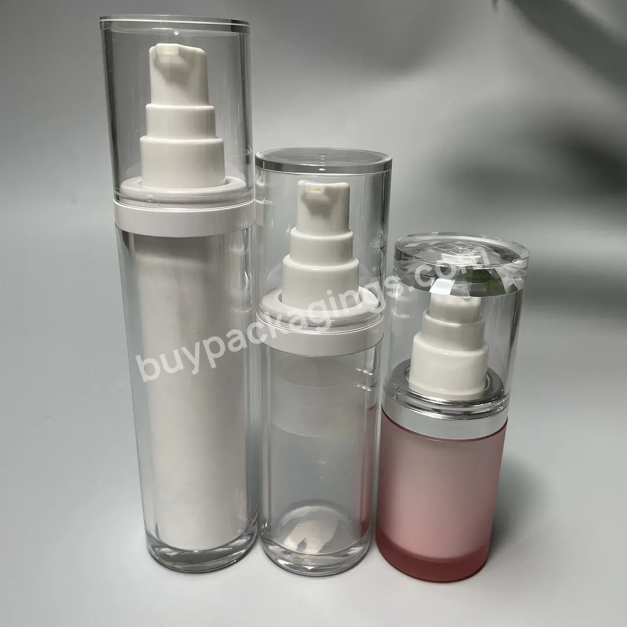 10ml 15ml 30ml 50ml White Black Pink Airless Bottle Plastic Lotion Container/cosmetic Airless Pump Bottle With Clear Cap