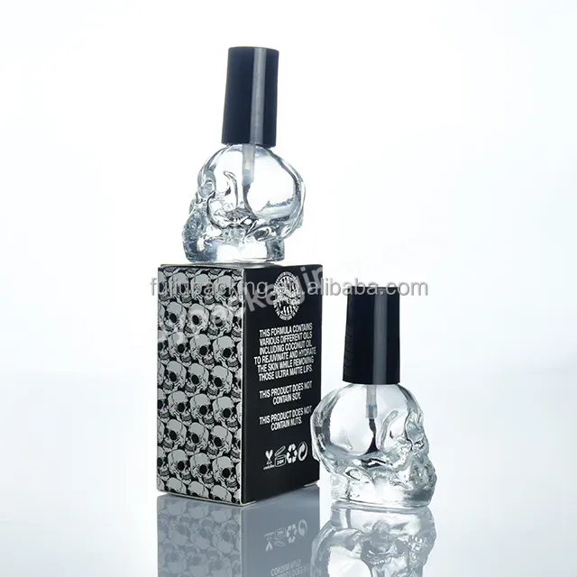 10ml 15ml Skull Transparent Glass Empty Nail Polish Refillable Bottle With Paper Box