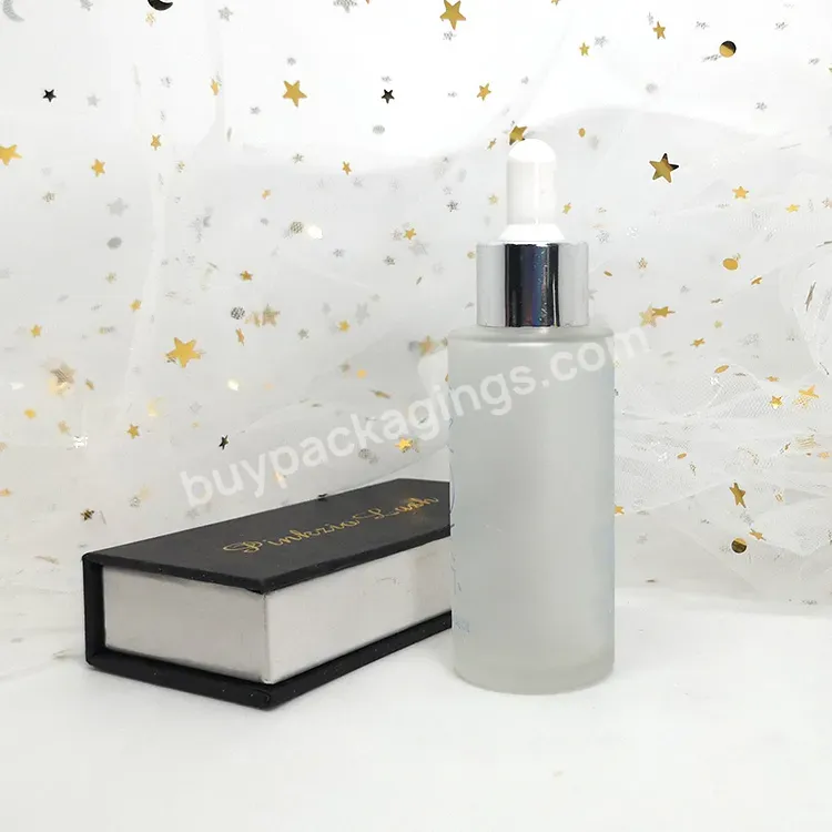 10ml 20ml 1oz 30ml 40ml 50ml Frosted Flat Round Glass Bottle Cosmetic Glass Serum Dropper Bottles Hair Serum Packaging