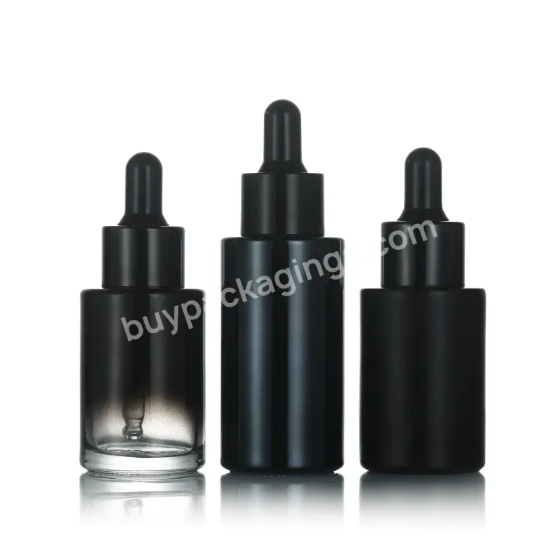 10ml 20ml 30ml 50ml 60ml 1oz 2 Oz Matte Frosted Black Glass Dropper Bottle Black Cosmetic Essential Oil Glass Bottle