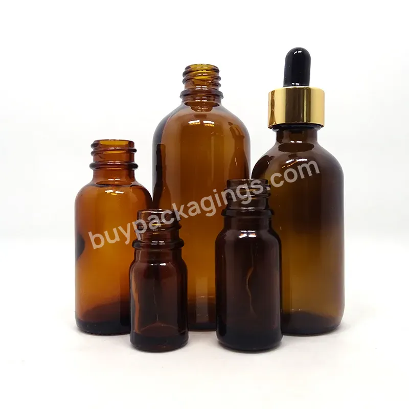 10ml 20ml 30ml 50ml Amber Brown Frosted Round Glass Essential Oil Glass Dropper Bottles With Dropper 1oz 2oz