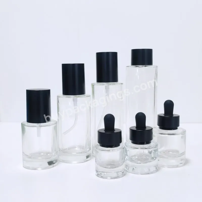 10ml 20ml 30ml 85ml 120ml 150ml Transparent Cosmetics Glass Bottle Set With White Pump Empty Cosmetic Packing Set