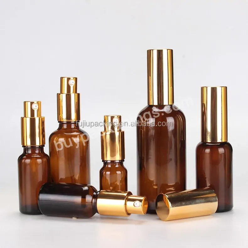 10ml 20ml 30ml Empty Amber Round Essential Oil Bottle Perfume Aroma Bottle Cosmetic Mist Pump Spray Glass Bottles