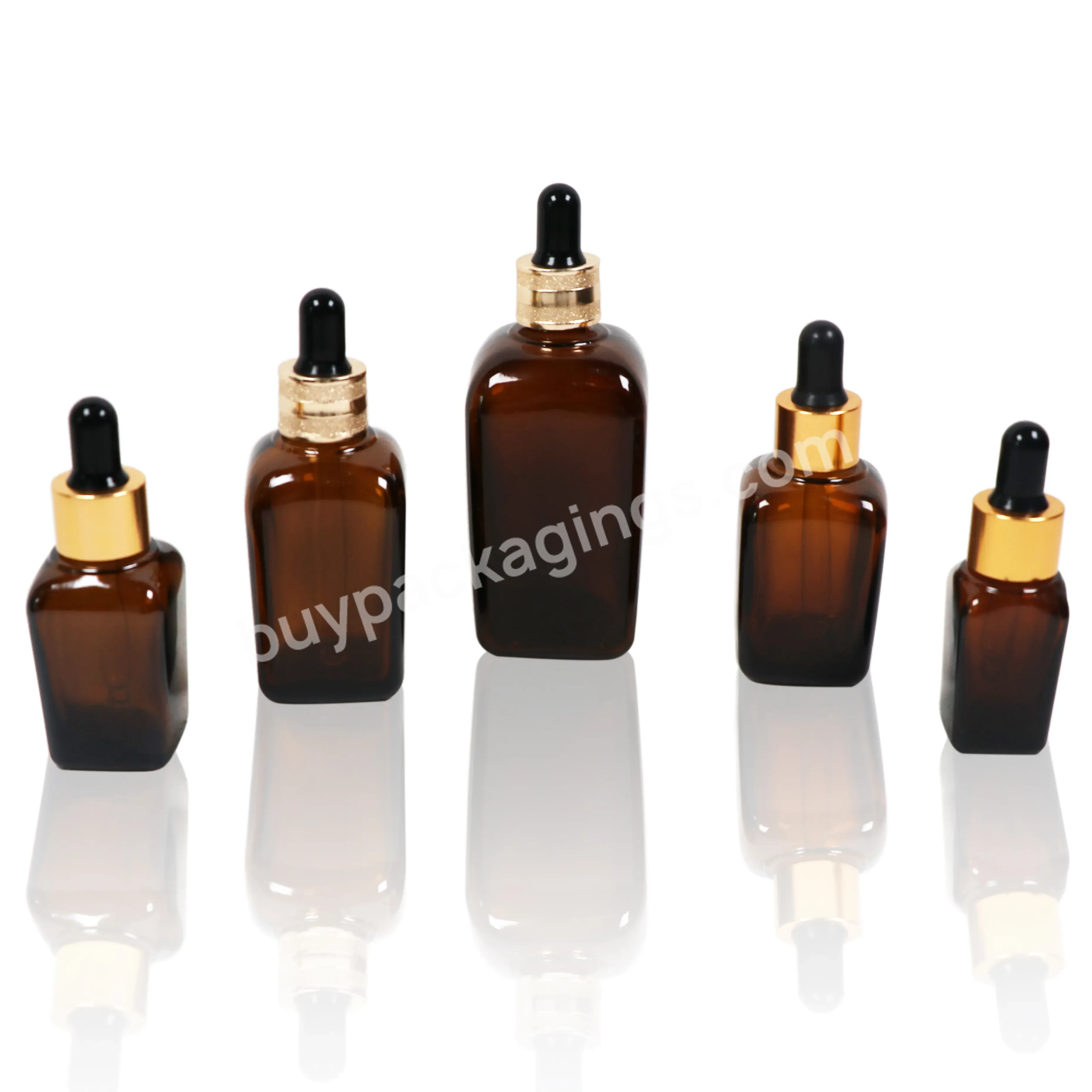 10ml 20ml 30ml Small Square Amber Glass Dropper Bottle Essential Oil Bottle Dropper Brown Beauty Makeup Glass Cosmetic Packaging