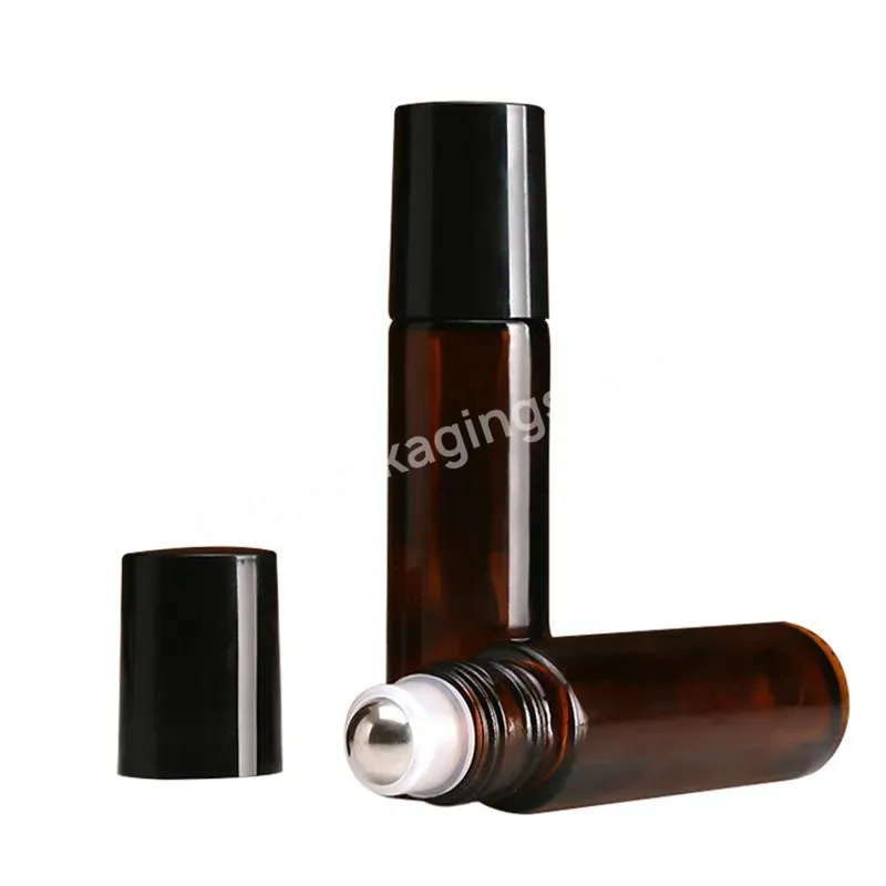 10ml Amber Perfume Glass Roll On Bottle Wholesale Stainless Steel Roller Glass Bottle With Metal Roll On