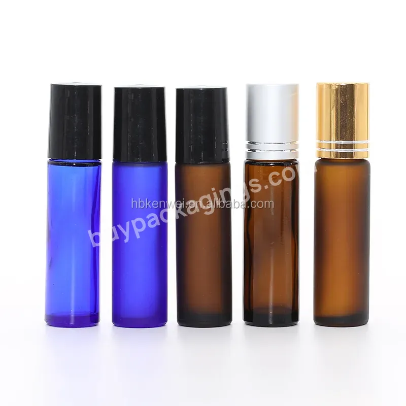 10ml Blue Glass Roll On Bottles Stainless Steel Roller