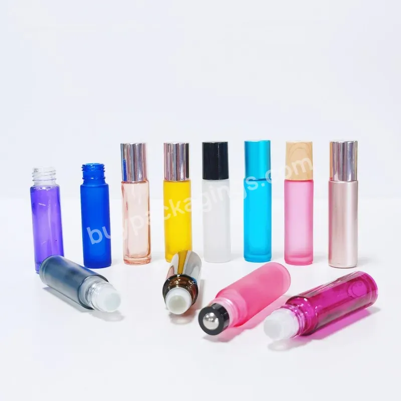 10ml Empty Roller Ball Essential Oil Bottles Perfume Custom Color Clear Matte Glass Roll On Bottle With Cap