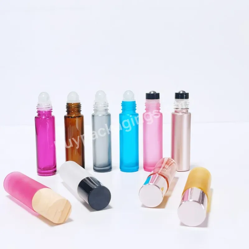 10ml Empty Roller Ball Essential Oil Bottles Perfume Custom Color Clear Matte Glass Roll On Bottle With Cap