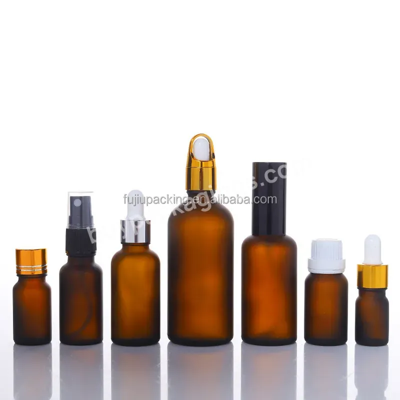 10ml Frosted 30ml Amber Glass Dropper Bottles Essential Oil Bottle Customize Frosted Cosmetic Vitamin C Serum Bottle