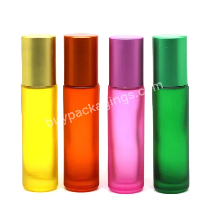 10ml Frosted Red/purple/pink/blue/orange/green Glass Roll On Bottle For Perfume Essential Oil