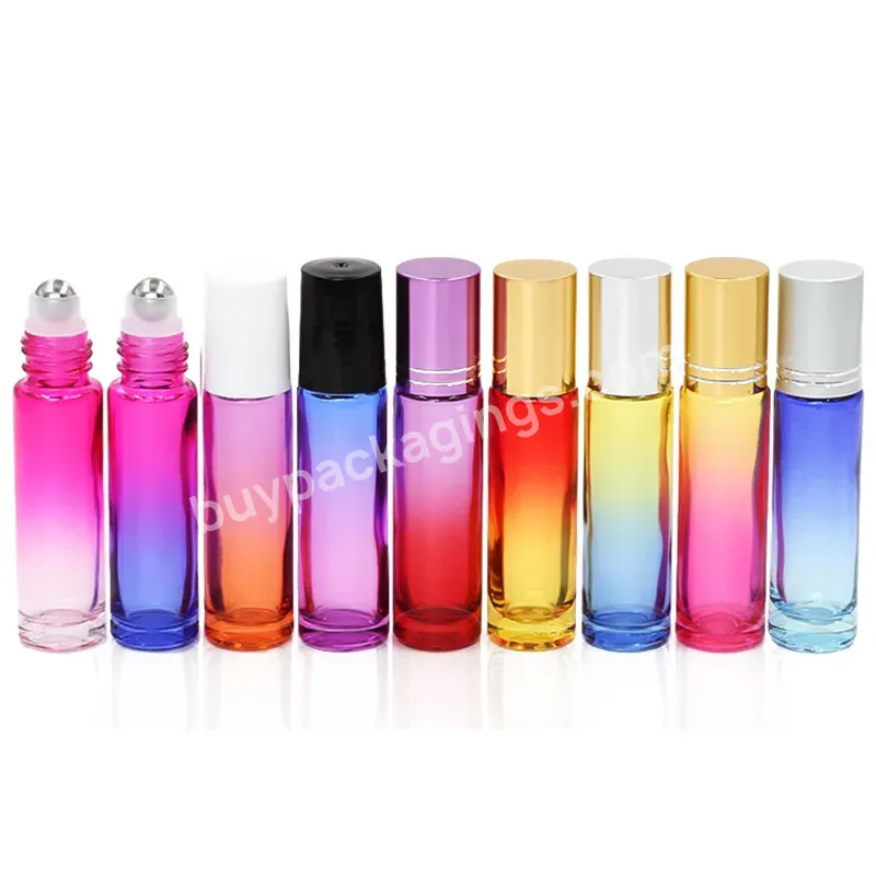 10ml Gradient Color Roll On Glass Bottle Rainbow Roll On Bottle Ombre Roll Bottles