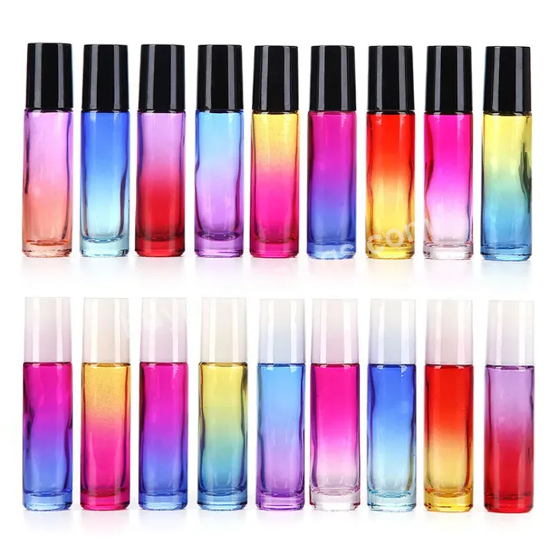 10ml Gradient Color Roll On Glass Bottle Rainbow Roll On Bottle Ombre Roll Bottles