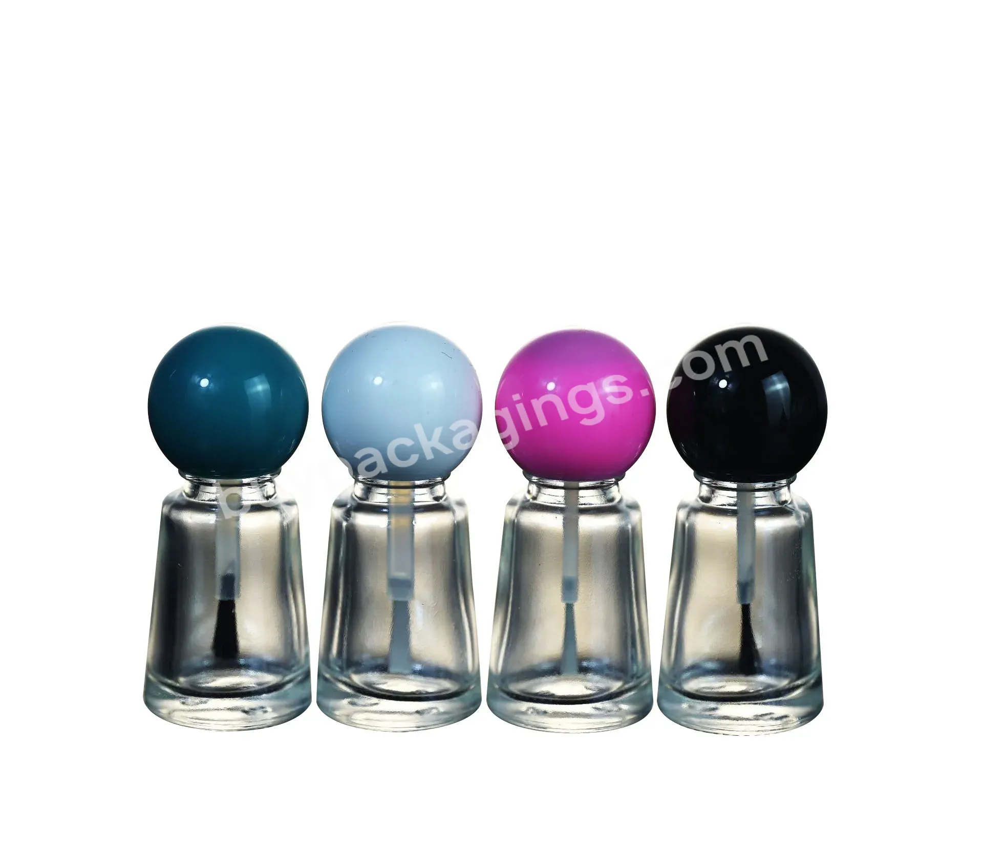 10ml Hot Sale Clear Glass Nail Oil Bottle Cosmetic Separate Bottle Spherical Lid Conical Nail Polish Bottle