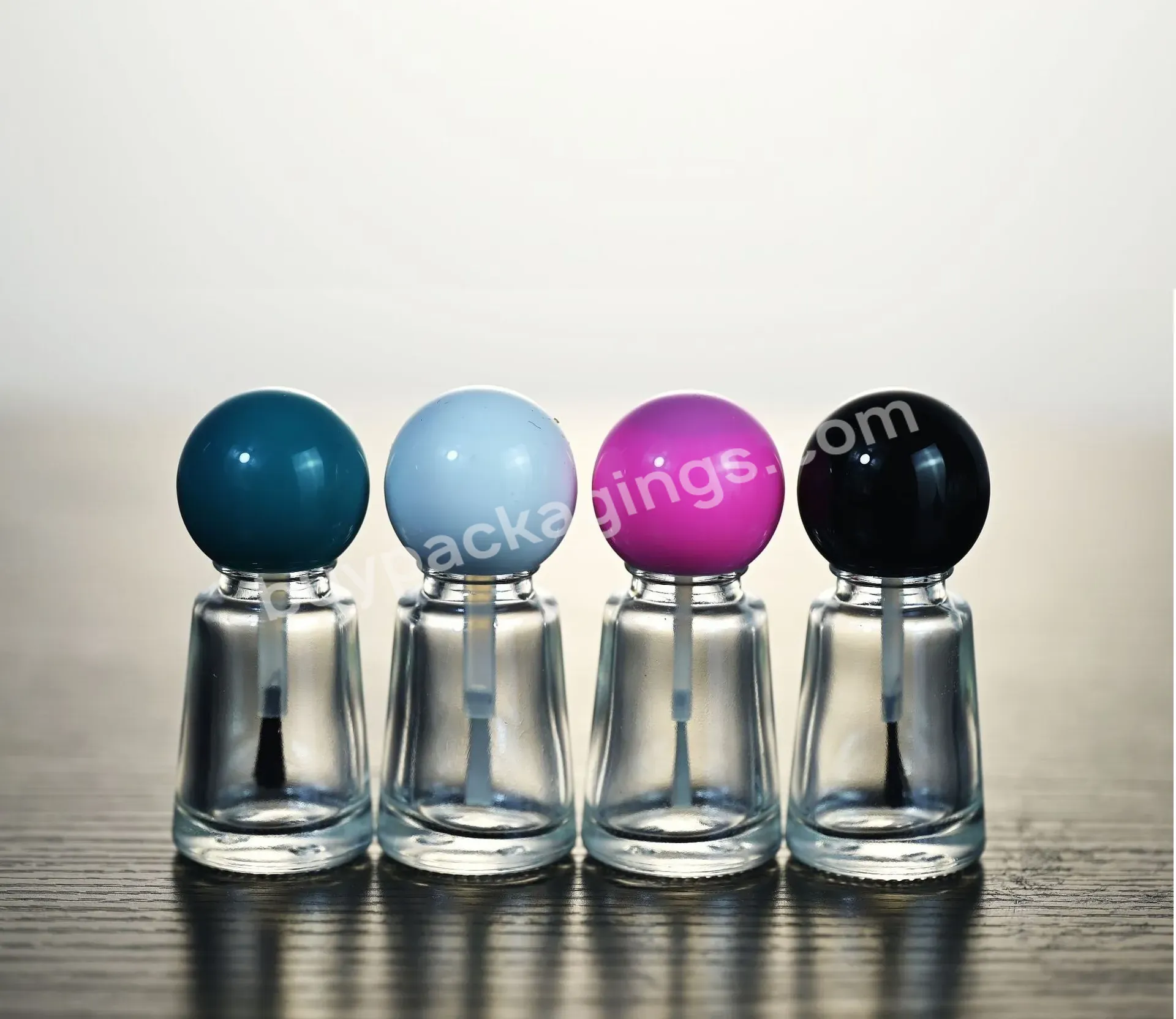 10ml Hot Sale Clear Glass Nail Oil Bottle Cosmetic Separate Bottle Spherical Lid Conical Nail Polish Bottle