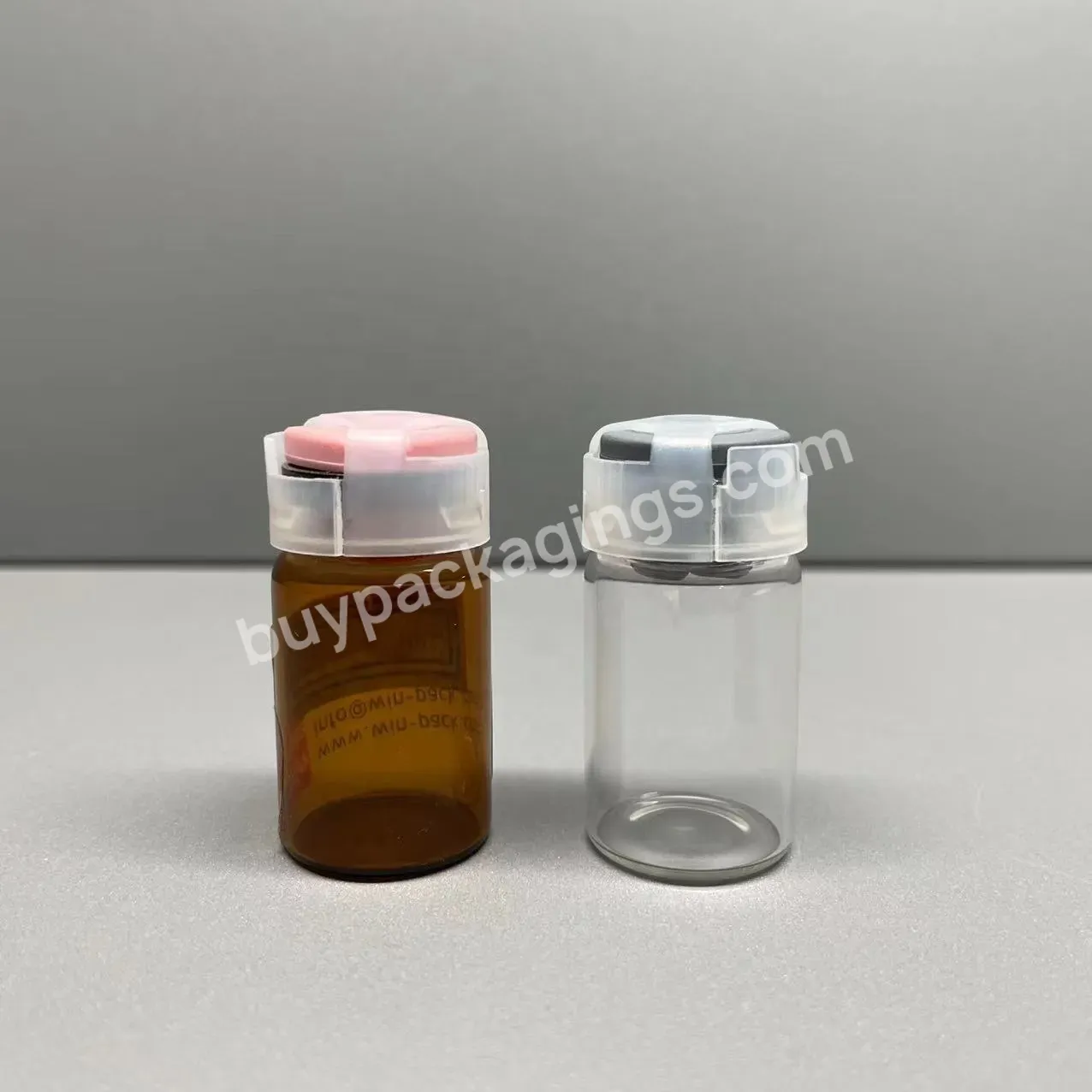 10ml Lock Glass Bottle Penicillin Bottle Liquid Powder Bottle Serum Cosmetic Packaging With Easy-pulling Lid