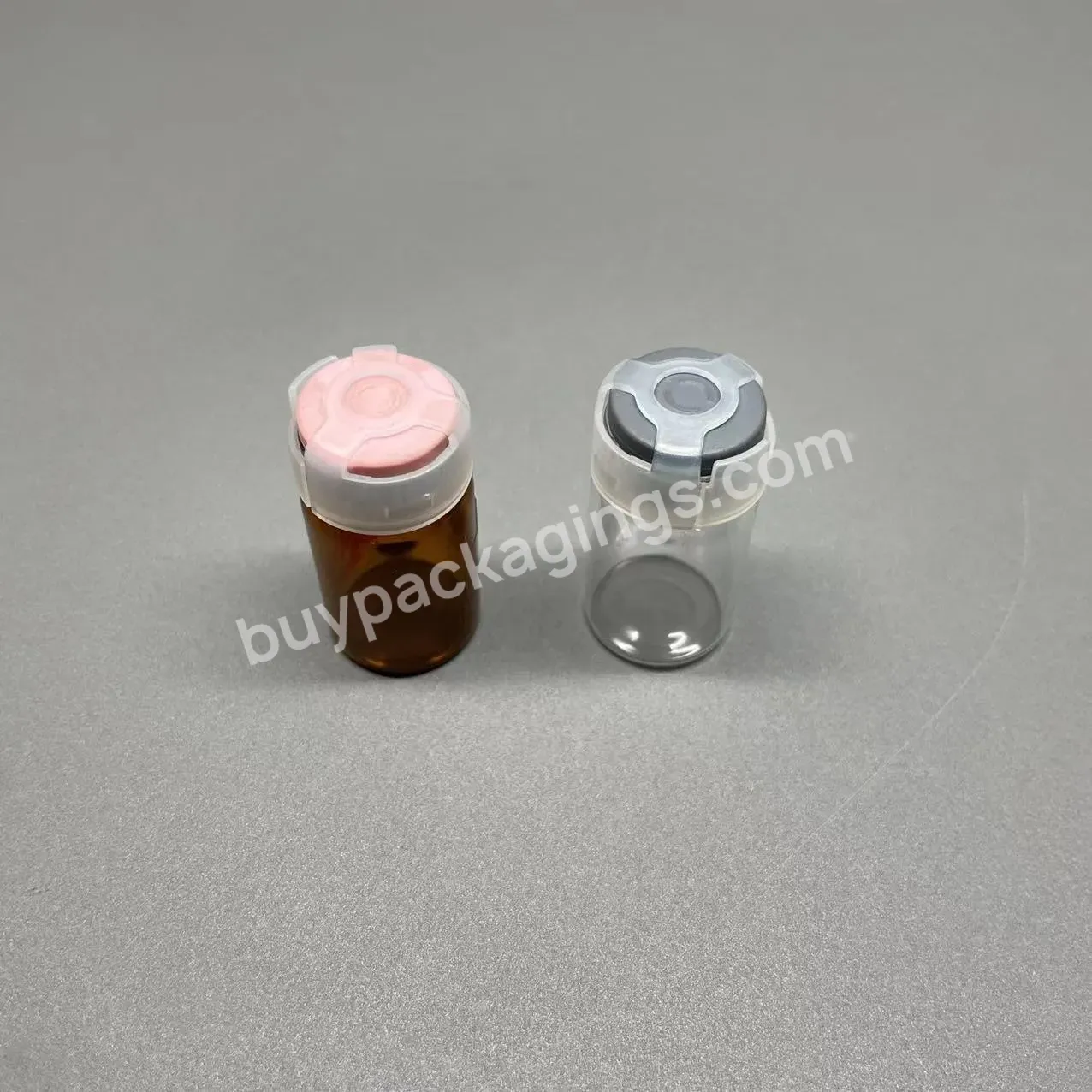 10ml Lock Glass Bottle Penicillin Bottle Liquid Powder Bottle Serum Cosmetic Packaging With Easy-pulling Lid