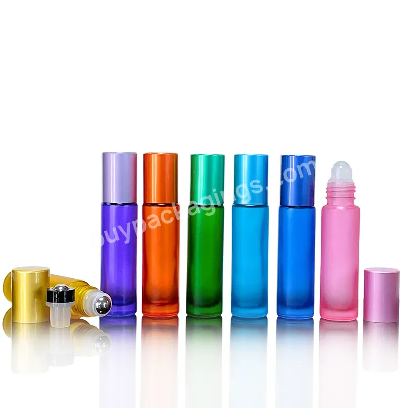 10ml Matte Colorful Glass Roll On Perfume Bottle Roller Ball Essential Oil Roller Bottle