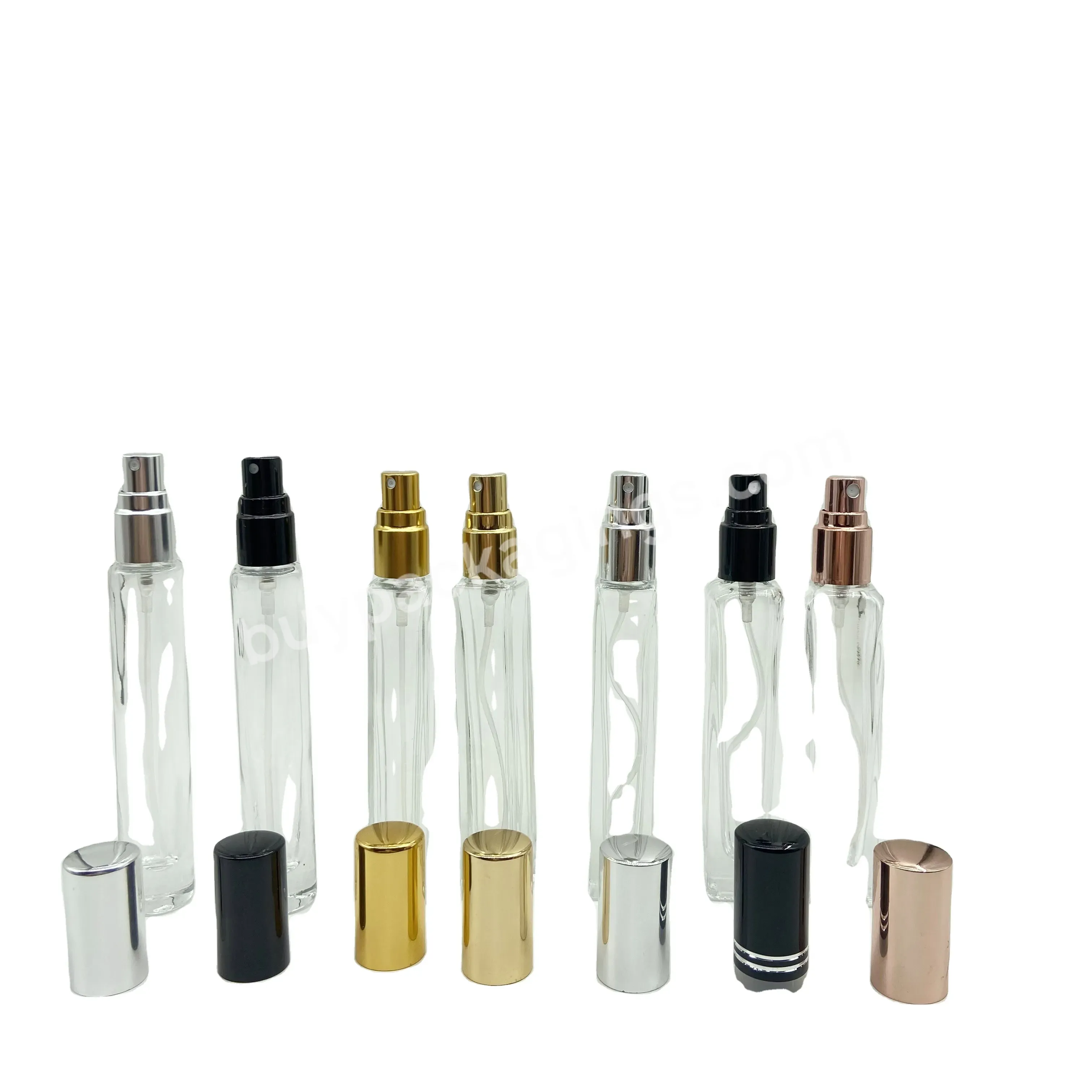 10ml Rectangle Stainless Steel Roller Ball Eye Cream Perfume Oil Containers Clear Glass Roll On Bottle