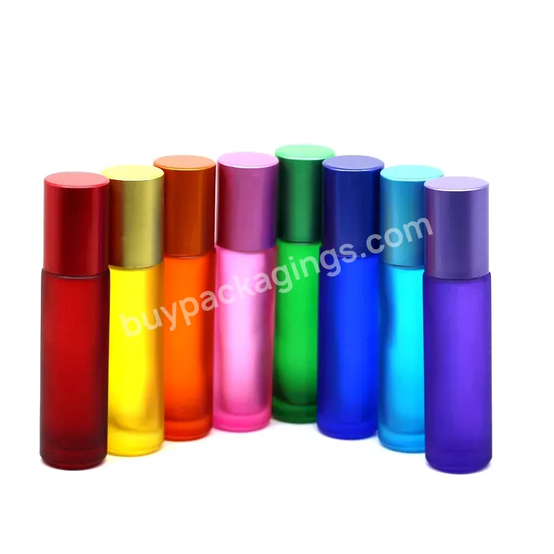 10ml Red/purple/pink/dark Blue/light Blue/green Frosted Glass Roll On Bottle