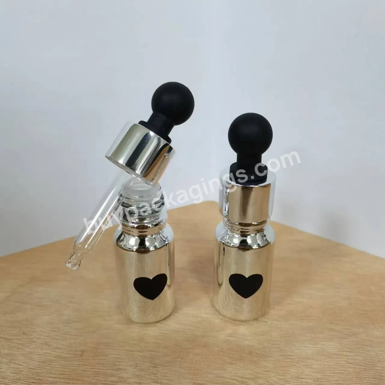 10ml Silver Color Uv Coating Oil Bottle Essential Oil Dropper Glass Bottle For Circular Rubber Essential Oils