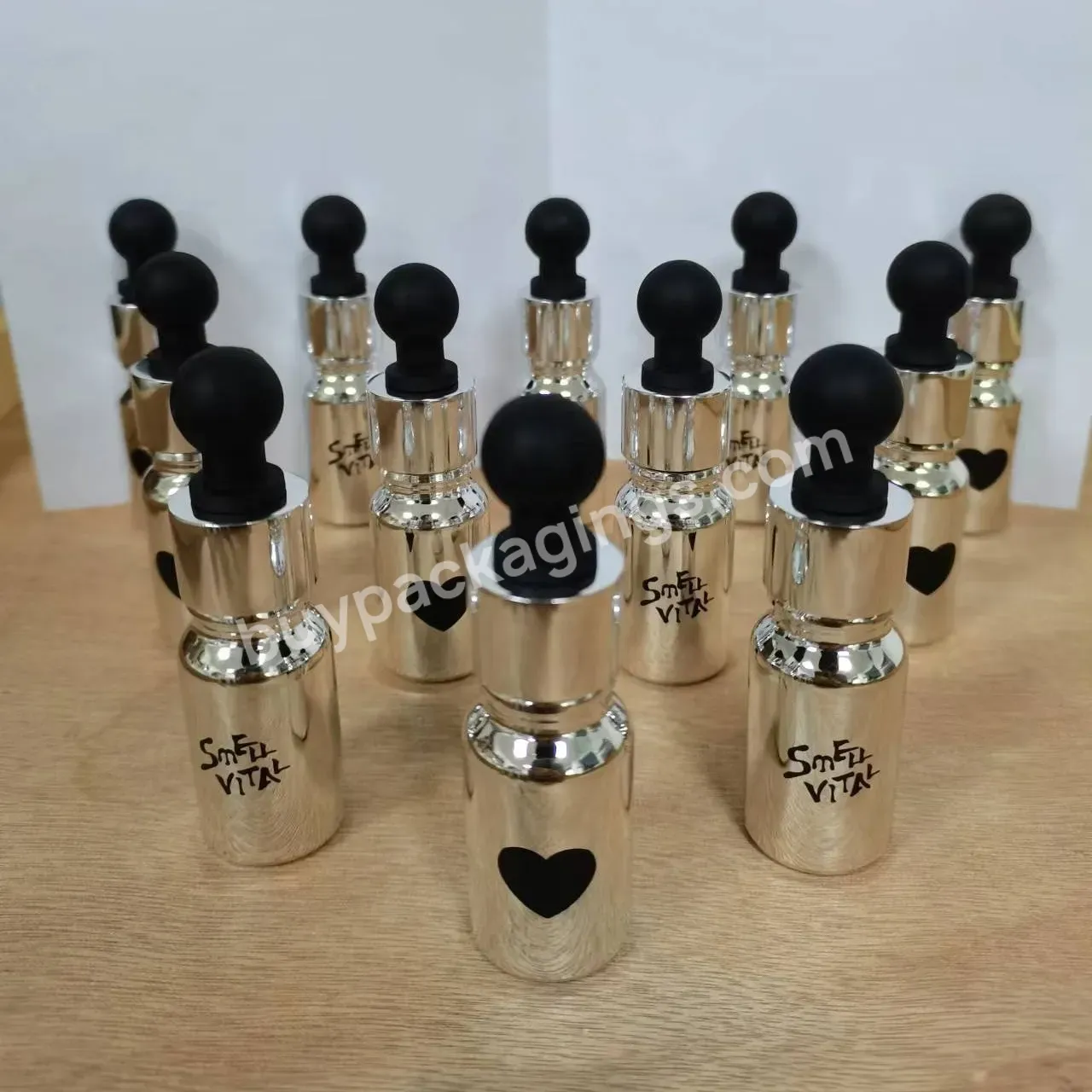 10ml Silver Color Uv Coating Oil Bottle Essential Oil Dropper Glass Bottle For Circular Rubber Essential Oils