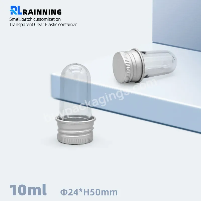 10ml Wholesale Price Transparent Clear Plastic Test Tube With 24mm Aluminum Lids