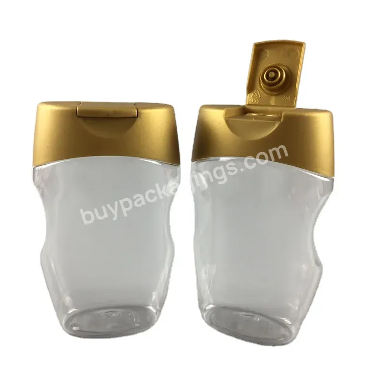 10oz 300g Honey Pet Plastic Bottle Empty Plastic Honey Packing Oval And Flat Shape Juice Honey Bottle With Flip Top Cap