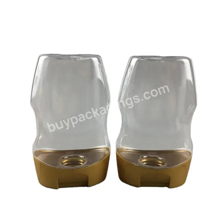 10oz 300g Honey Pet Plastic Bottle Empty Plastic Honey Packing Oval And Flat Shape Juice Honey Bottle With Flip Top Cap