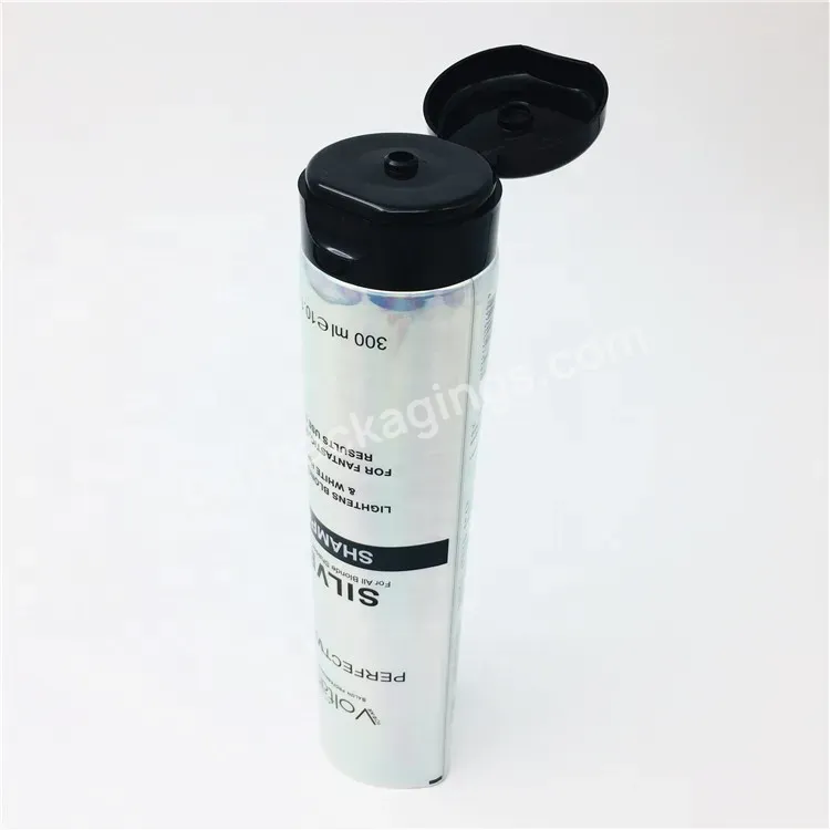 10oz 300ml Metal Glossy Silver Color Plastic Aluminum Laminated Cosmetic Tube With Flip Top Cap