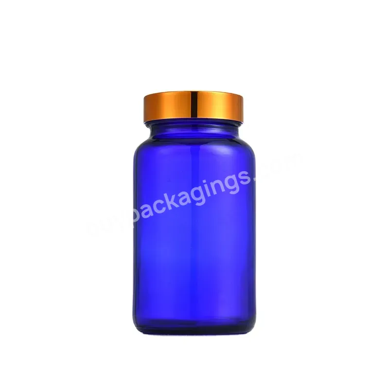 10oz 300ml Wide Mouth Blue Medicine Bottle Medical Glass Container Sealed Glass Packaging Pill Glass Bottle