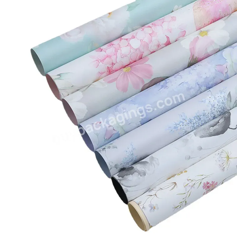 10pcs/bag 53*53cm Spring Waltz Printed Waterproof Plastic Flower Wrapping Paper For Valentine's Day Gift