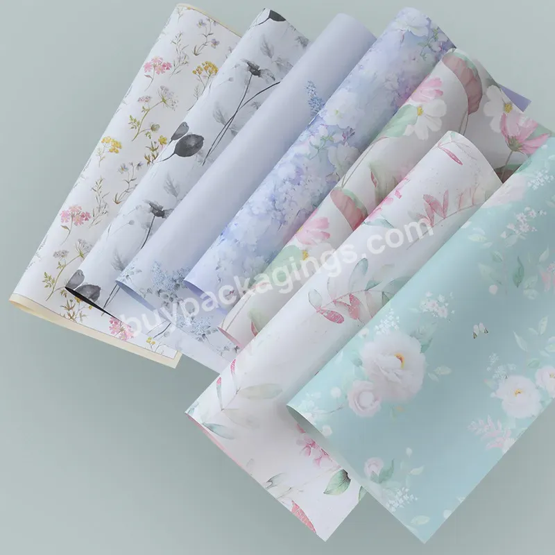 10pcs/bag 53*53cm Spring Waltz Printed Waterproof Plastic Flower Wrapping Paper For Valentine's Day Gift