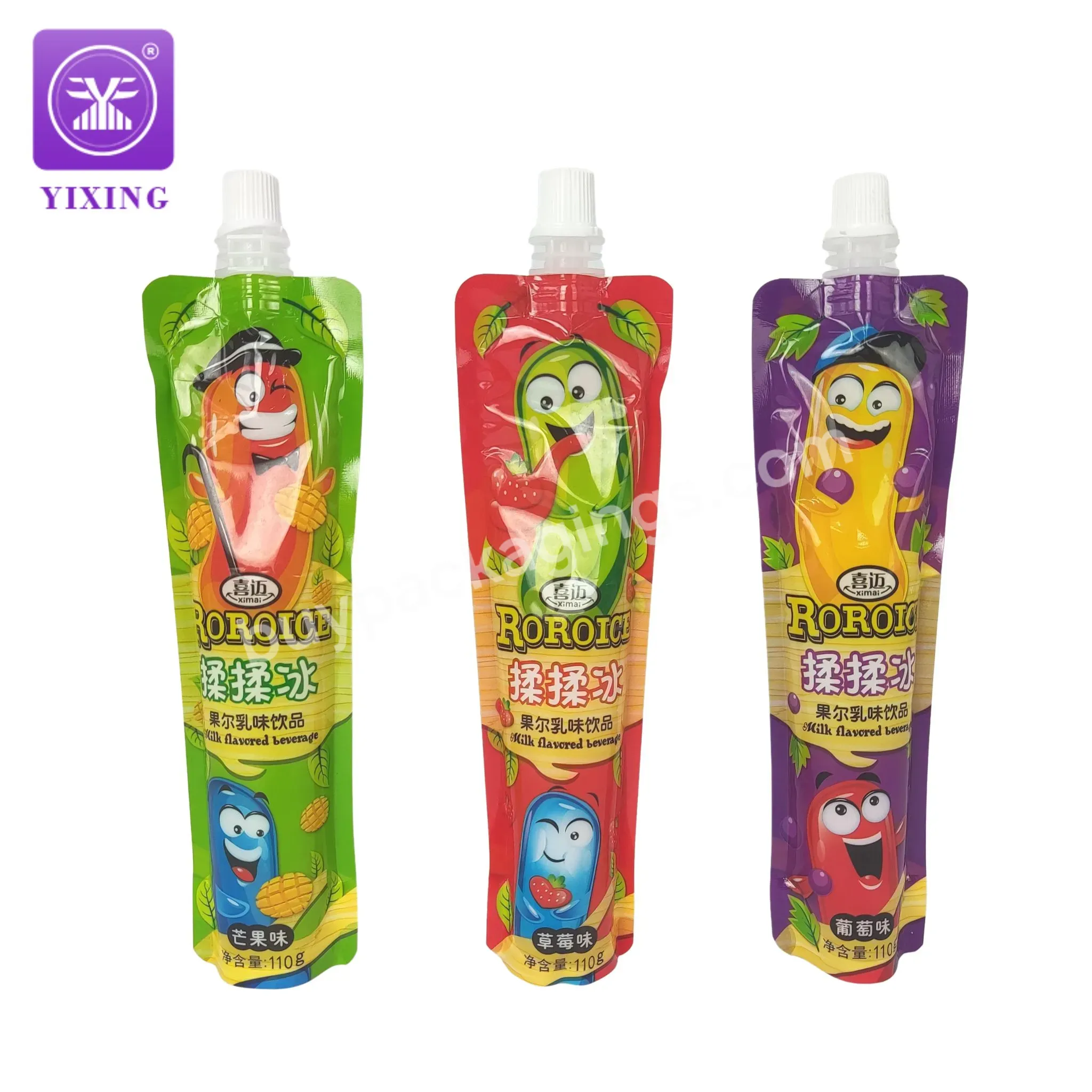 110g Factory Customized Printing Juice Ice Stand Up Pouch Soft Drink Packaging Bag