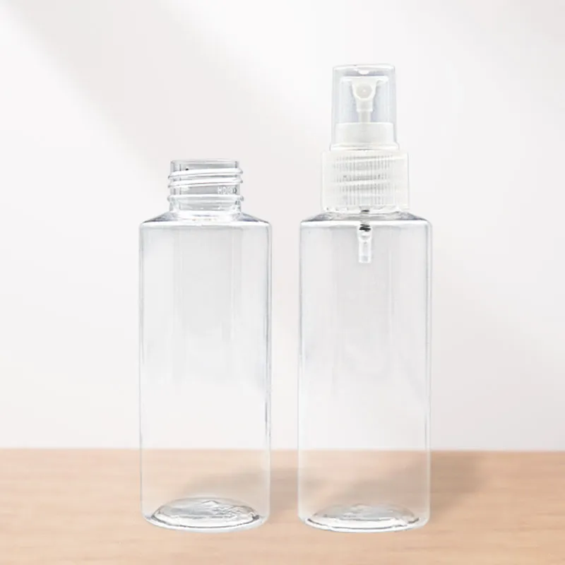 115ML Flat Shoulder Round Shape Empty Bottle PET Transparent Plastic Bottle Press Pump Perfume Packaging Sprays Bottle Wholesale