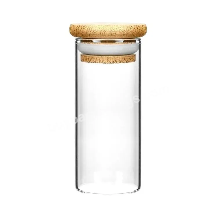 115mm 120mm 126mm Glass P-roll Tube Bamboo Wood Airtight Lid- Fits 5-11 Rolls,Borosilicate Glass Jar With Bamboo Lid