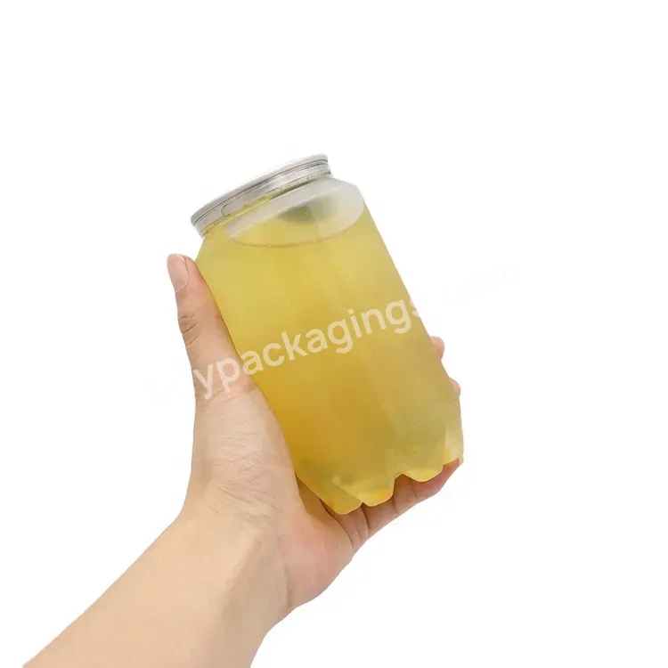 11oz 330ml Pet Plastic Clear Coffee Can Cup Bubble Tea Cans With Lid