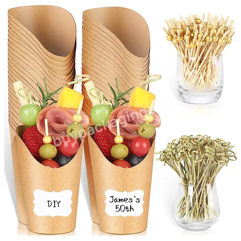 12 14 Oz Charcuterie Cups French Fries Holder Disposable Ties Cocktail Picks Label For Party Serving Treats Popcorns Desserts