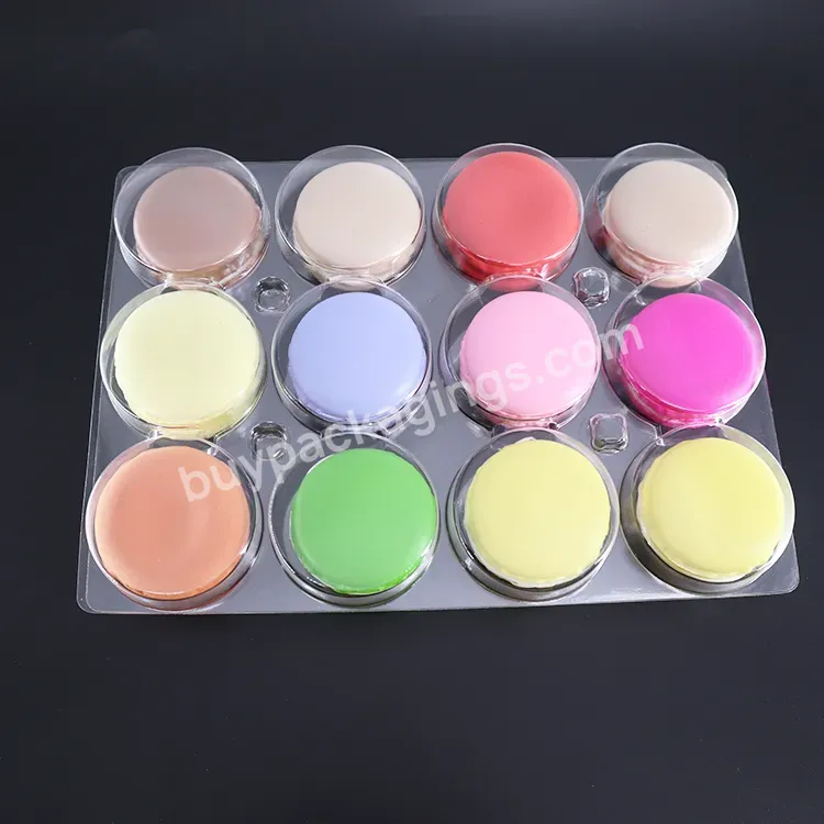 12 Blister Macaron Disposable Plastic Transparent Clear Pvc Pet Macaron Box Packaging With Plastic Inserts Tray