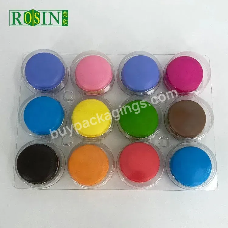 12 Cavity Macaron Clear Blister Plastic Macaron Insert Tray Oem Custom Macaron Packaging Gift Box