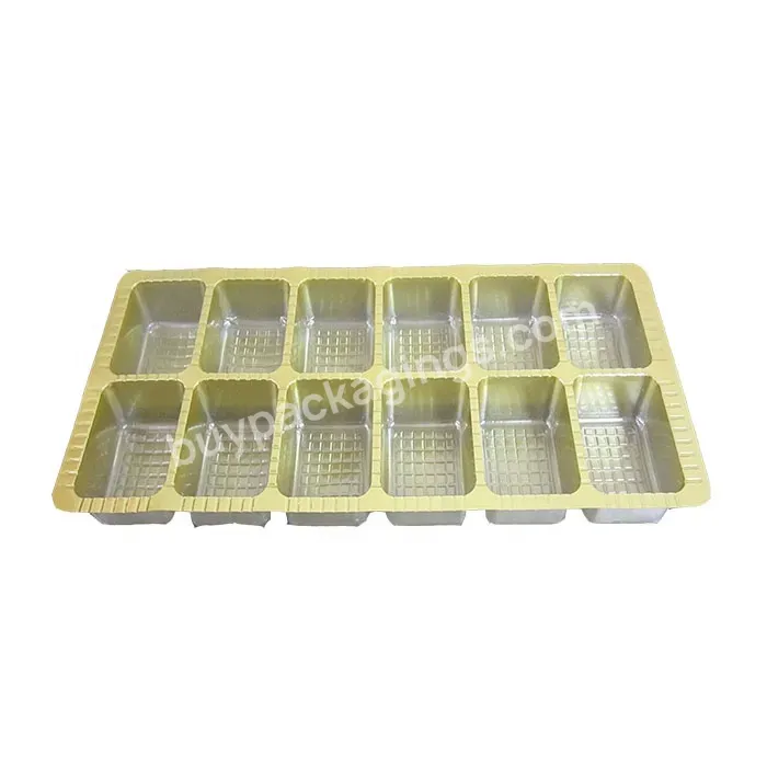 12 Pcs Food Grade Thermoformed Gold Luxury Plastic Chocolate Candy Inner Tray Biscuit Blister Tray Food Packaging Blister Cookie