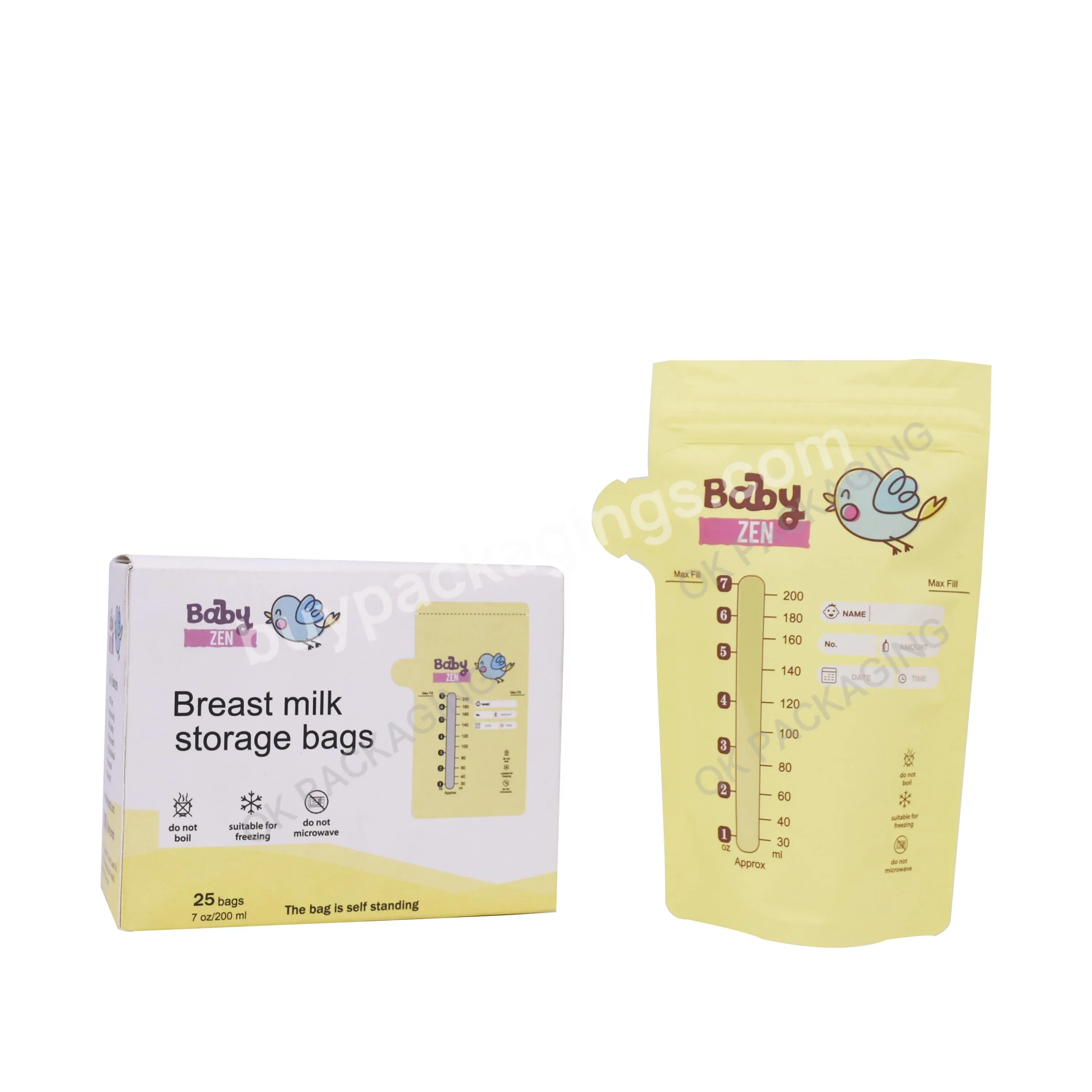 120ml 150ml Stand Up Babies With Sensor Temperature Milk Storage Bag Pouch Bpa Free Double Zipper Breast Milk Bag