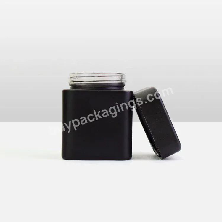 120ml 250ml Empty Matte Black Square Child Resistant Food Storage Glass Cosmetic Container Jar With Lids