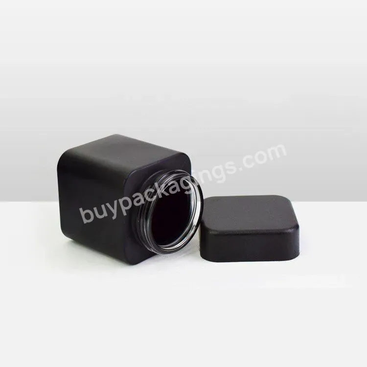 120ml 250ml Empty Matte Black Square Child Resistant Food Storage Glass Cosmetic Container Jar With Lids