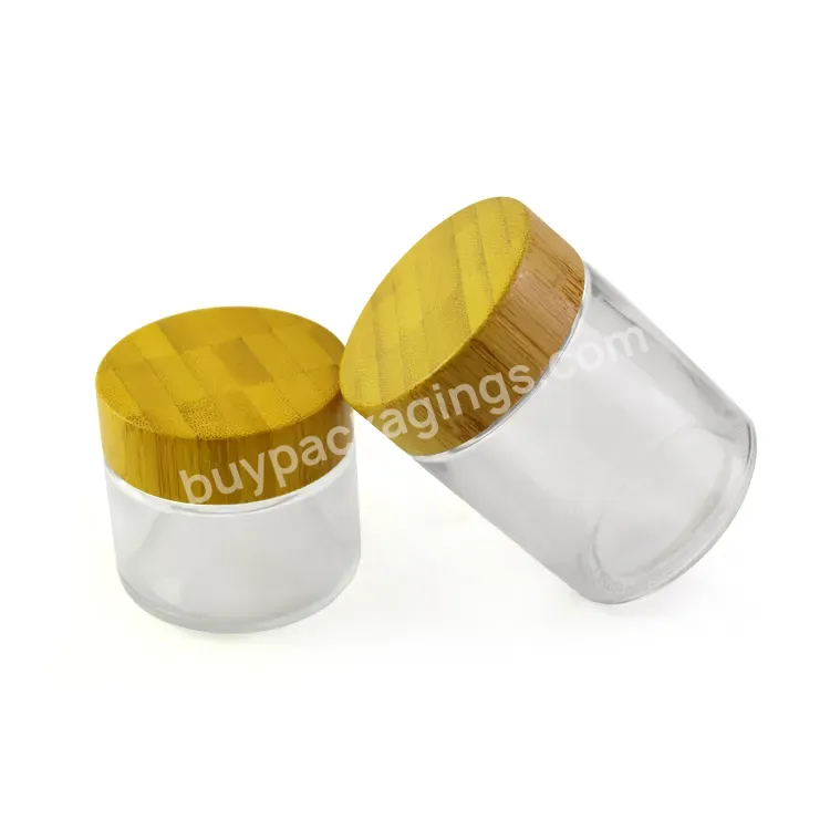 120ml 4oz Clear Storage Glass Jar Skin Care Cosmetic Bamboo Glass Container With Child Proof Lid