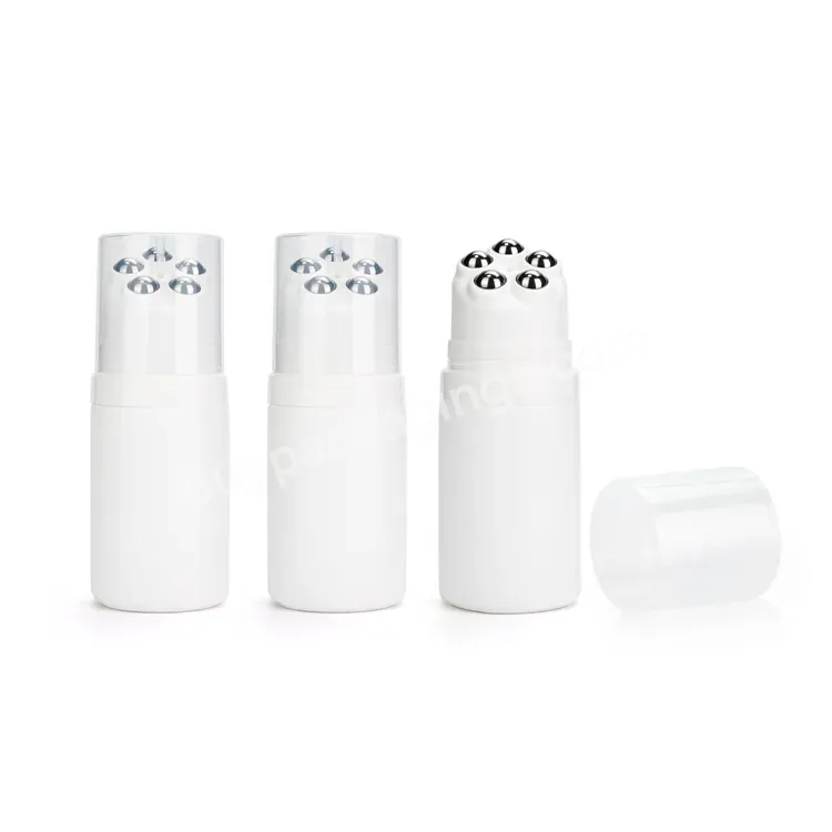 120ml Empty Massage Oil Bottle Cosmetic Packaging White Essential Oil 5 Metal Roll On Bottle Plastic Roller Ball Bottle